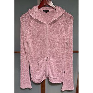 BCBGMaxAzria Vintage Y2K 90s VTG Full Zip Pink Woven Knit Sweater Hoodie Size M